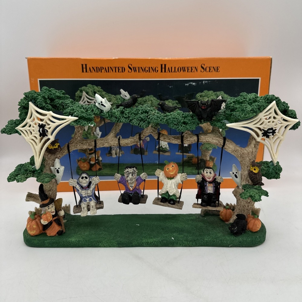 Jaimy Halloween Handpainted Swing Scene 1999 Beistle Graveyard Ghouls VGT w/box